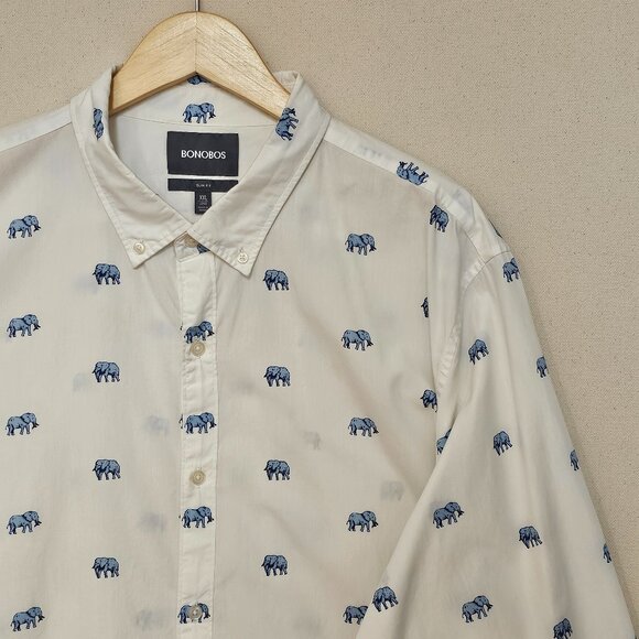 Bonobos Elephant Print Slim Fit Button Down Long XXL - Picture 1 of 8